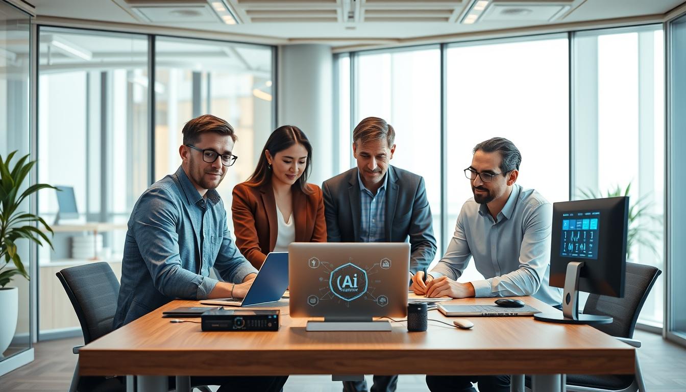 AI software company team and business technology strategy